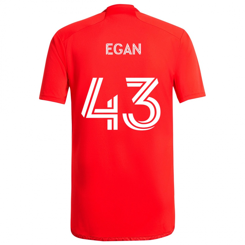 Niño Camiseta Noah Egan #43 Rojo Blanco 1ª Equipación 2024/25 La Camisa