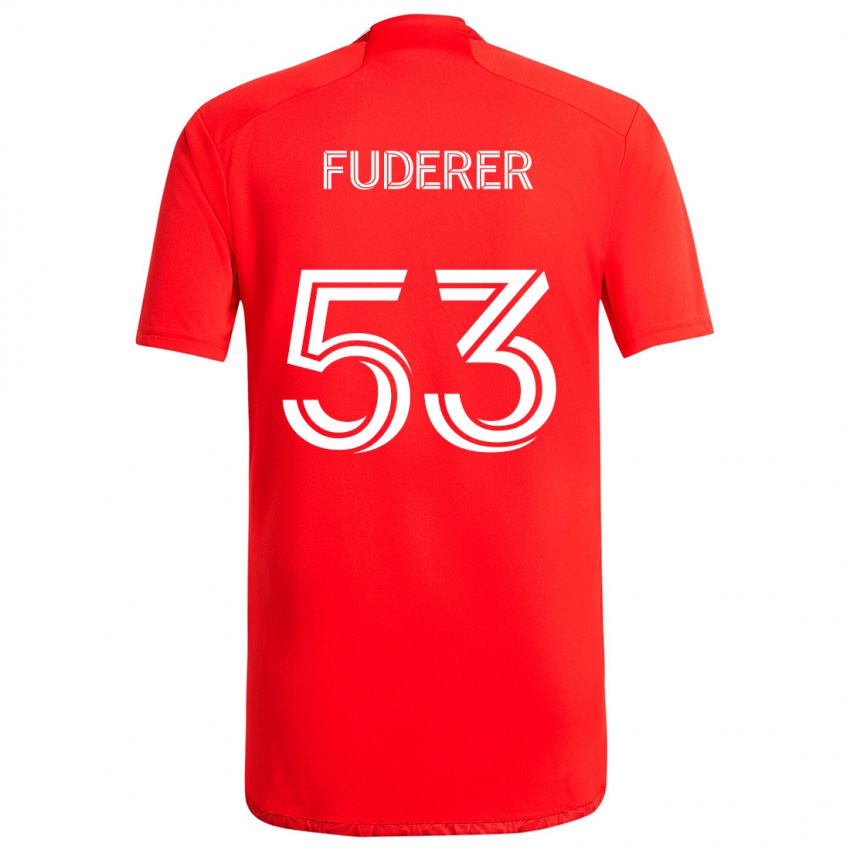 Niño Camiseta Jake Fuderer #53 Rojo Blanco 1ª Equipación 2024/25 La Camisa