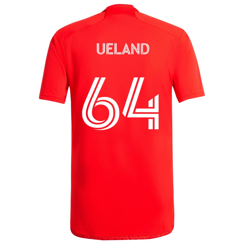 Niño Camiseta Andreas Ueland #64 Rojo Blanco 1ª Equipación 2024/25 La Camisa