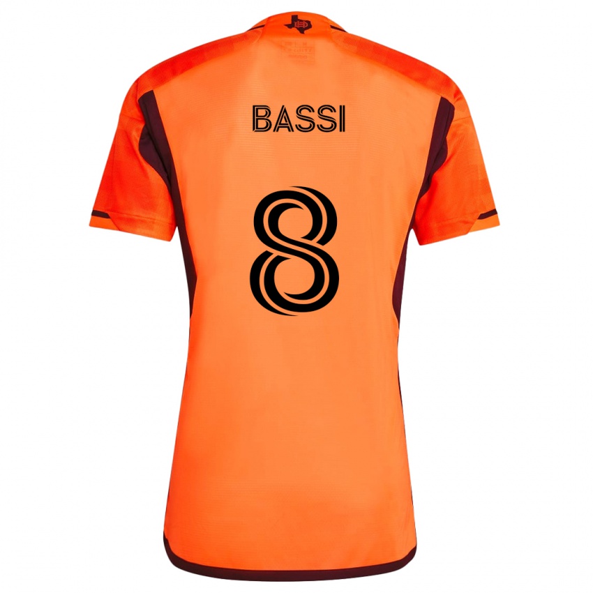 Niño Camiseta Amine Bassi #8 Naranja Negro 1ª Equipación 2024/25 La Camisa