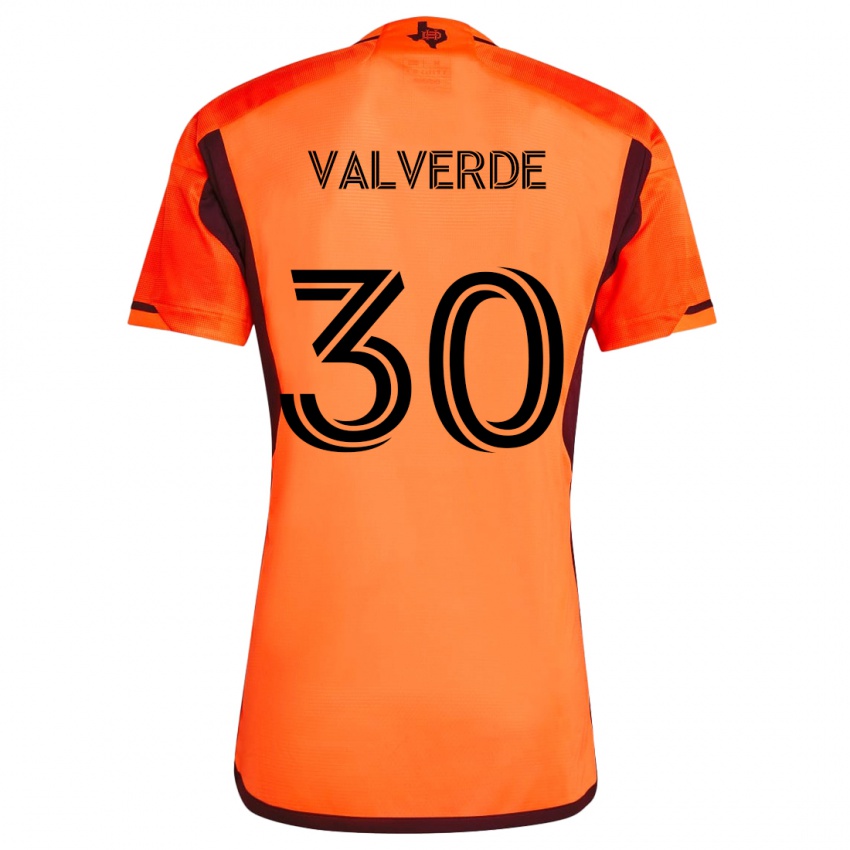 Niño Camiseta Jefferson Valverde #30 Naranja Negro 1ª Equipación 2024/25 La Camisa