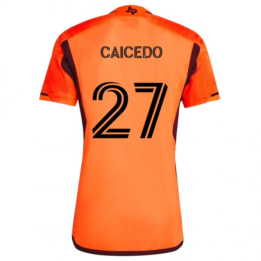 Niño Camiseta Luis Caicedo #27 Naranja Negro 1ª Equipación 2024/25 La Camisa