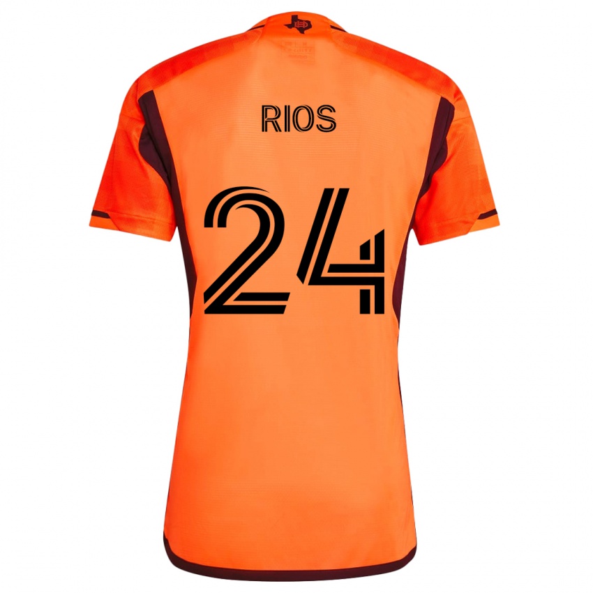 Niño Camiseta Paolo Ríos #24 Naranja Negro 1ª Equipación 2024/25 La Camisa