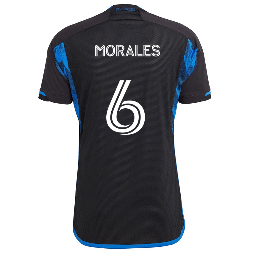 Niño Camiseta Alfredo Morales #6 Azul Negro 1ª Equipación 2024/25 La Camisa