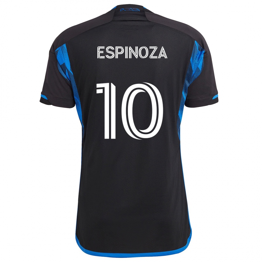 Niño Camiseta Cristian Espinoza #10 Azul Negro 1ª Equipación 2024/25 La Camisa