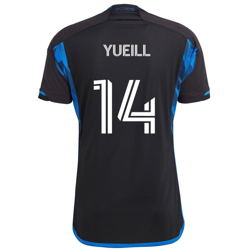 Niño Camiseta Jackson Yueill #14 Azul Negro 1ª Equipación 2024/25 La Camisa