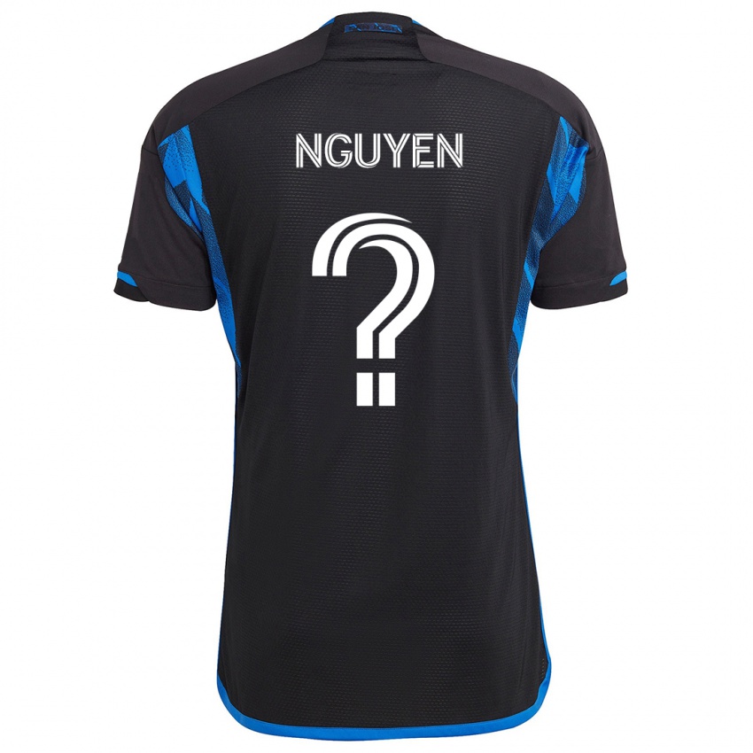 Niño Camiseta Christopher Nguyen #0 Azul Negro 1ª Equipación 2024/25 La Camisa