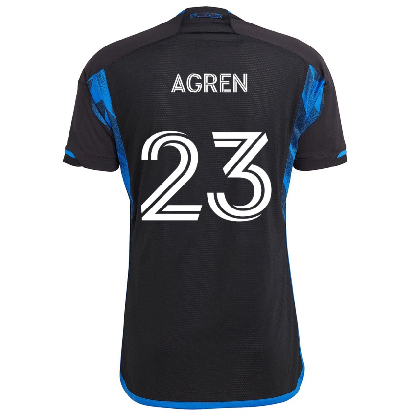 Niño Camiseta Oskar Agren #23 Azul Negro 1ª Equipación 2024/25 La Camisa