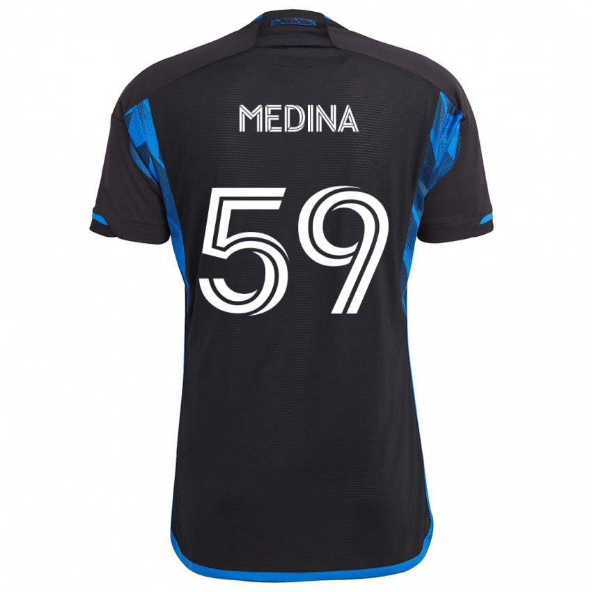 Niño Camiseta Cruz Medina #59 Azul Negro 1ª Equipación 2024/25 La Camisa