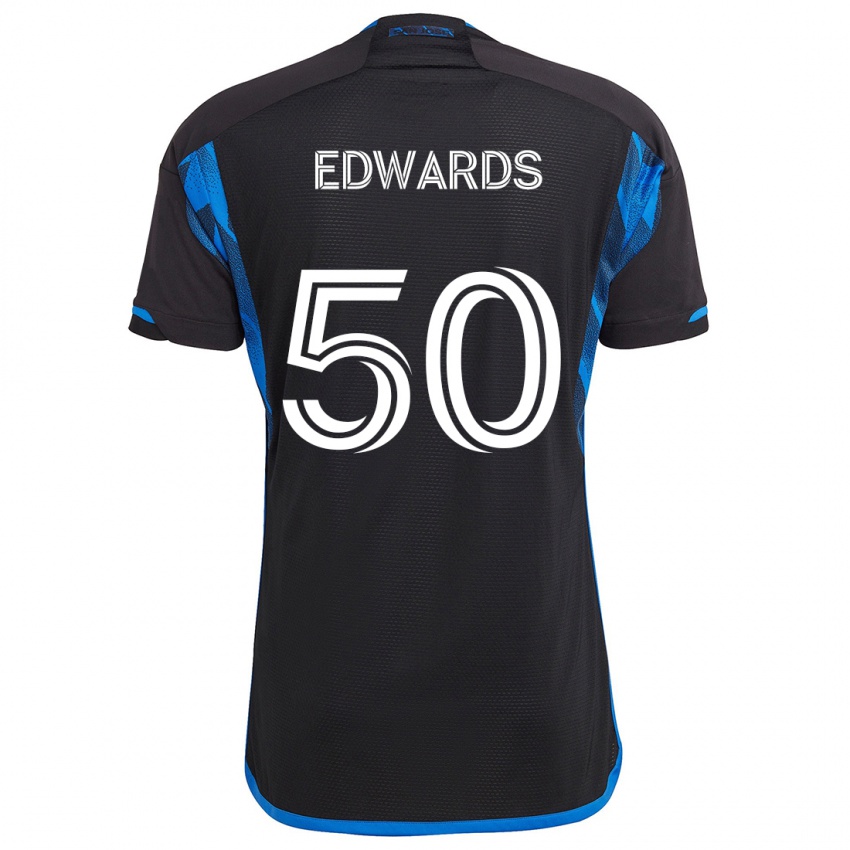 Niño Camiseta Aaron Edwards #50 Azul Negro 1ª Equipación 2024/25 La Camisa