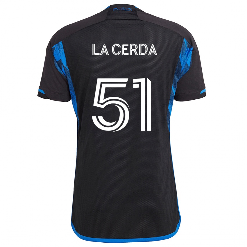 Niño Camiseta Eric De La Cerda #51 Azul Negro 1ª Equipación 2024/25 La Camisa