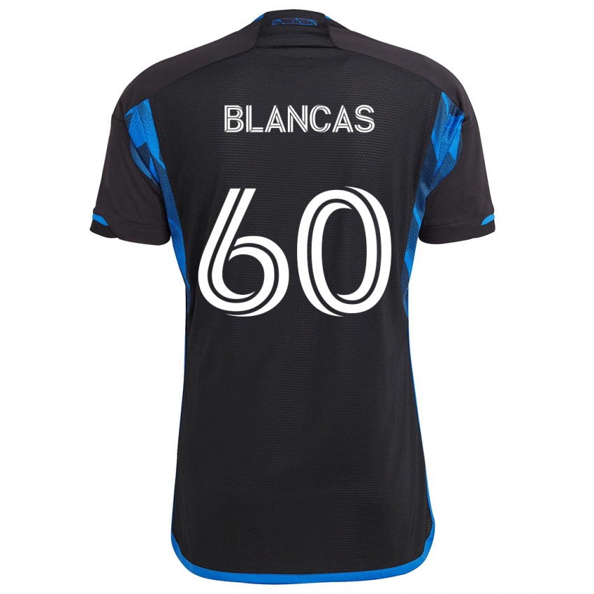 Niño Camiseta Eduardo Blancas #60 Azul Negro 1ª Equipación 2024/25 La Camisa