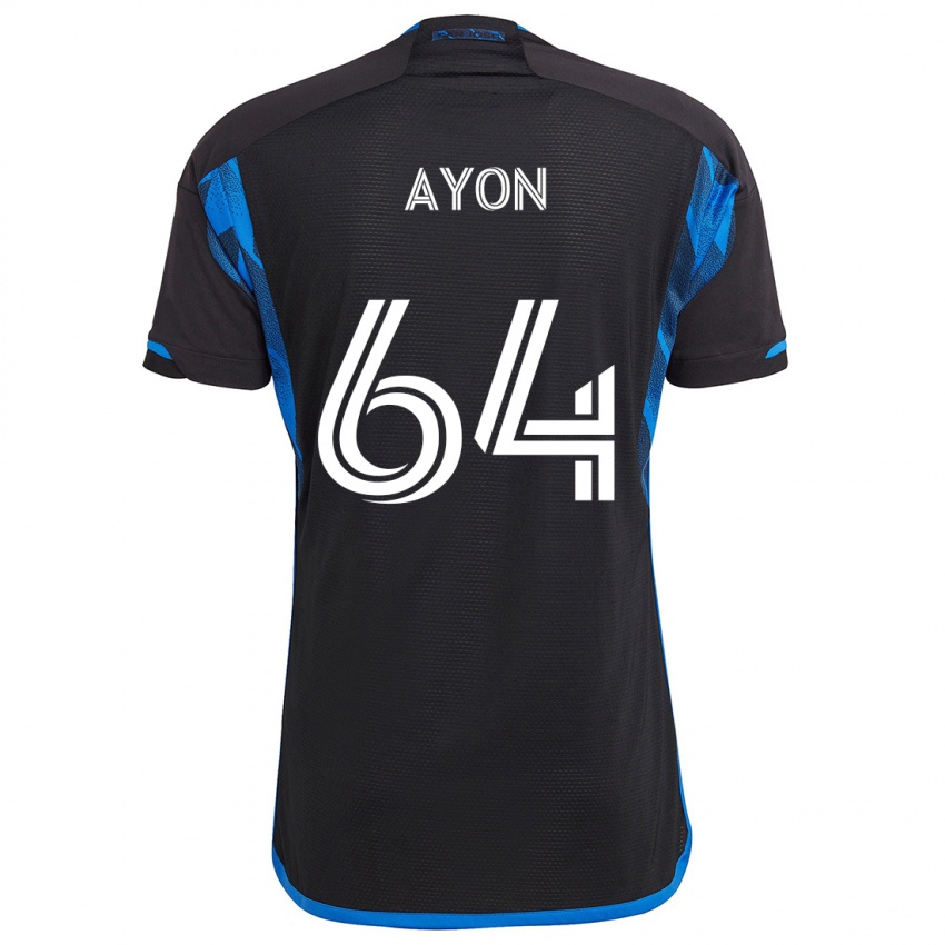 Niño Camiseta Jerry Ayon #64 Azul Negro 1ª Equipación 2024/25 La Camisa