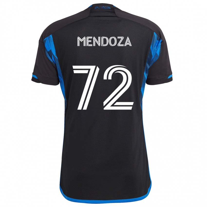 Niño Camiseta Edwyn Mendoza #72 Azul Negro 1ª Equipación 2024/25 La Camisa