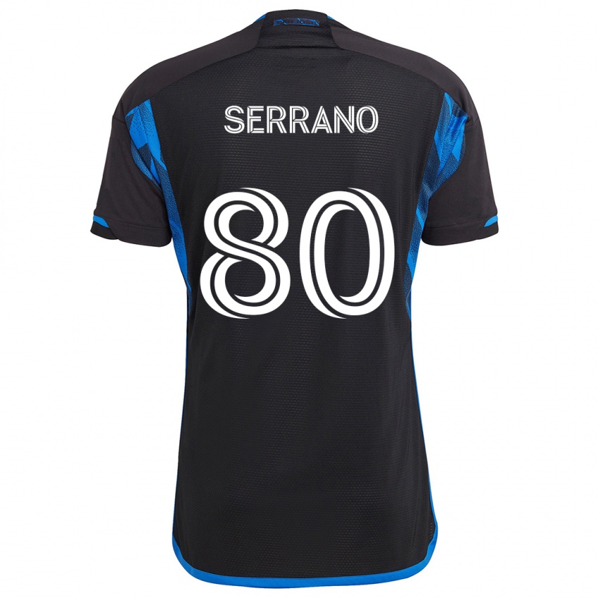 Niño Camiseta David Serrano #80 Azul Negro 1ª Equipación 2024/25 La Camisa