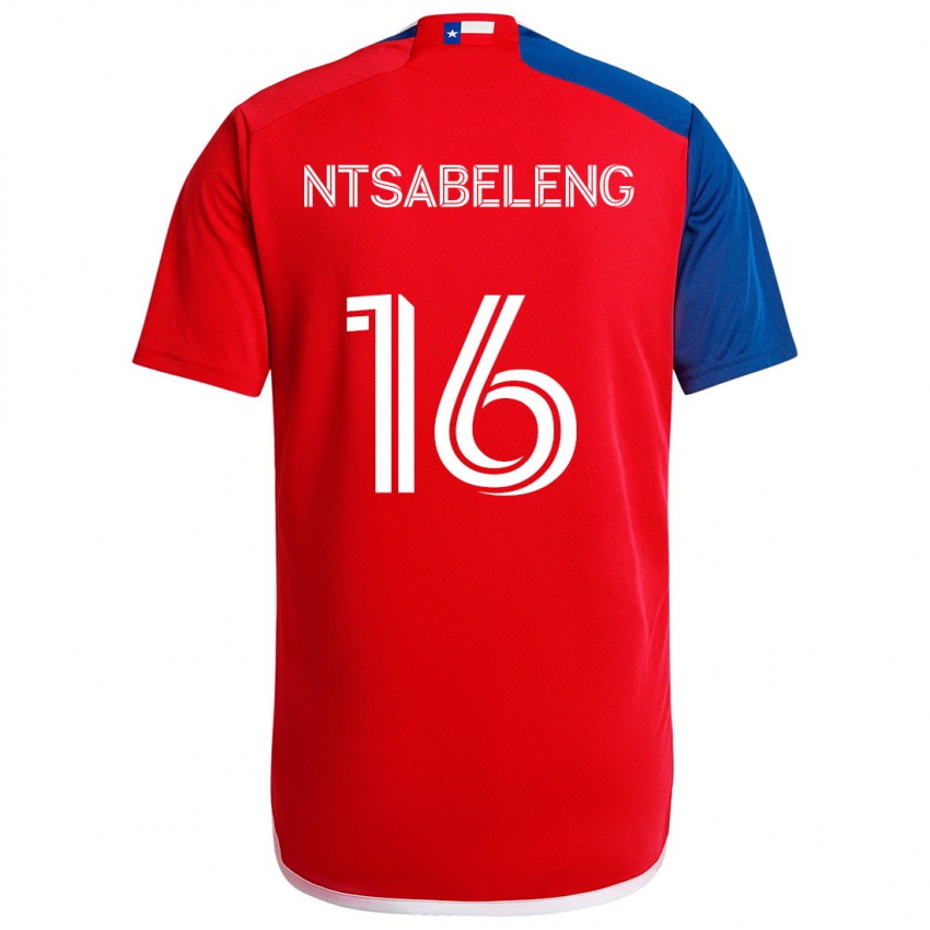 Niño Camiseta Tsiki Ntsabeleng #16 Azul Rojo 1ª Equipación 2024/25 La Camisa