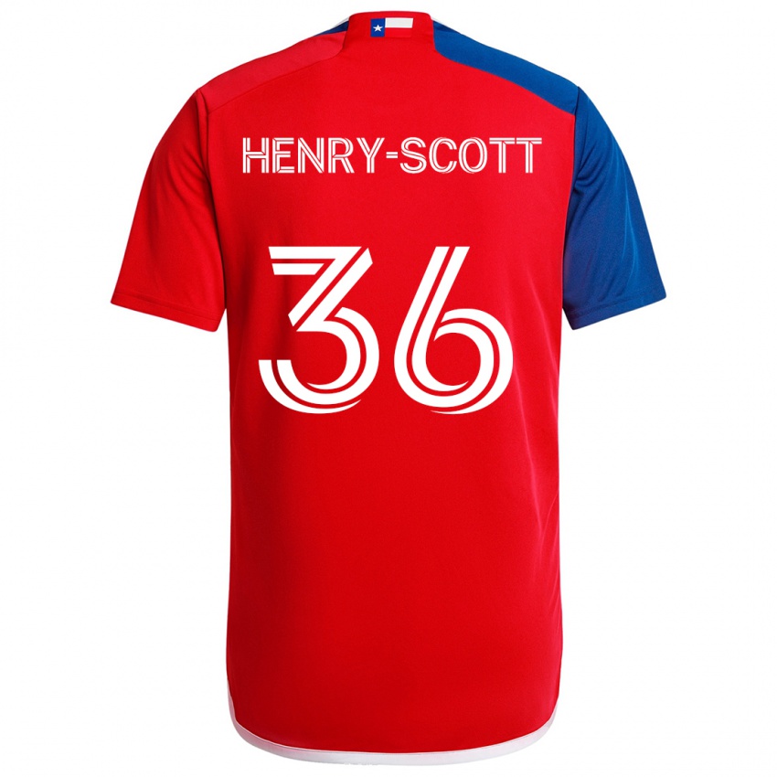 Niño Camiseta Malik Henry-Scott #36 Azul Rojo 1ª Equipación 2024/25 La Camisa