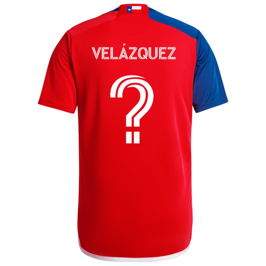 Niño Camiseta Ougir Velázquez #0 Azul Rojo 1ª Equipación 2024/25 La Camisa