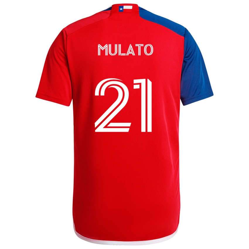 Niño Camiseta José Mulato #21 Azul Rojo 1ª Equipación 2024/25 La Camisa