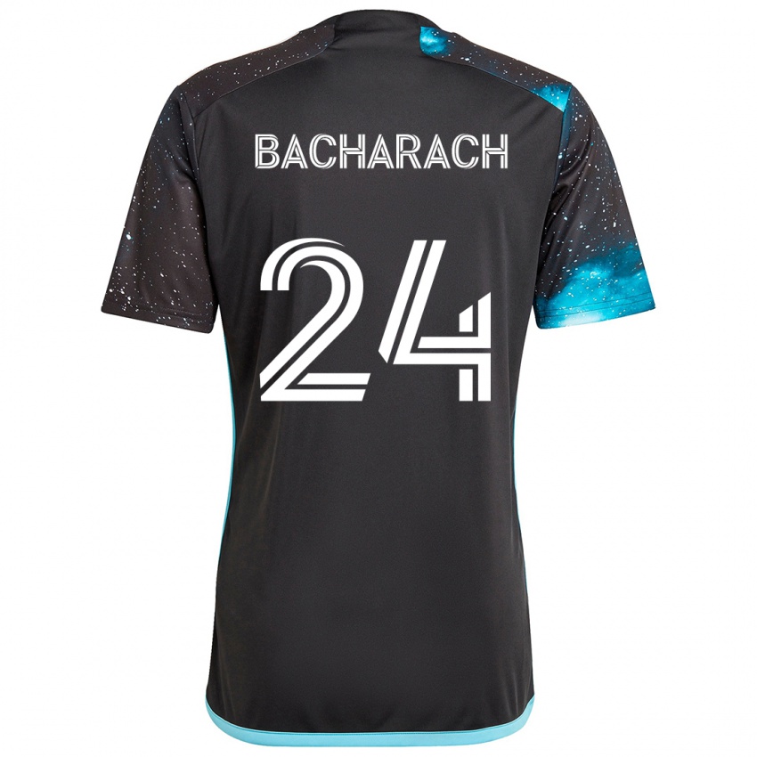 Niño Camiseta Hugo Bacharach #24 Azul Negro 1ª Equipación 2024/25 La Camisa