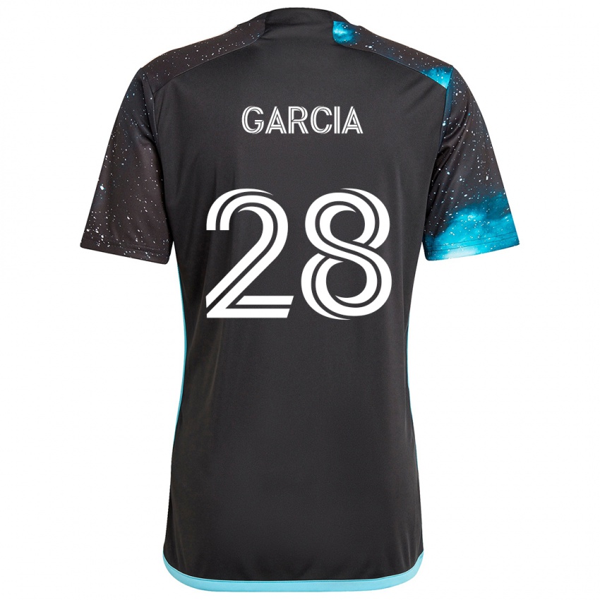 Niño Camiseta Mender García #28 Azul Negro 1ª Equipación 2024/25 La Camisa