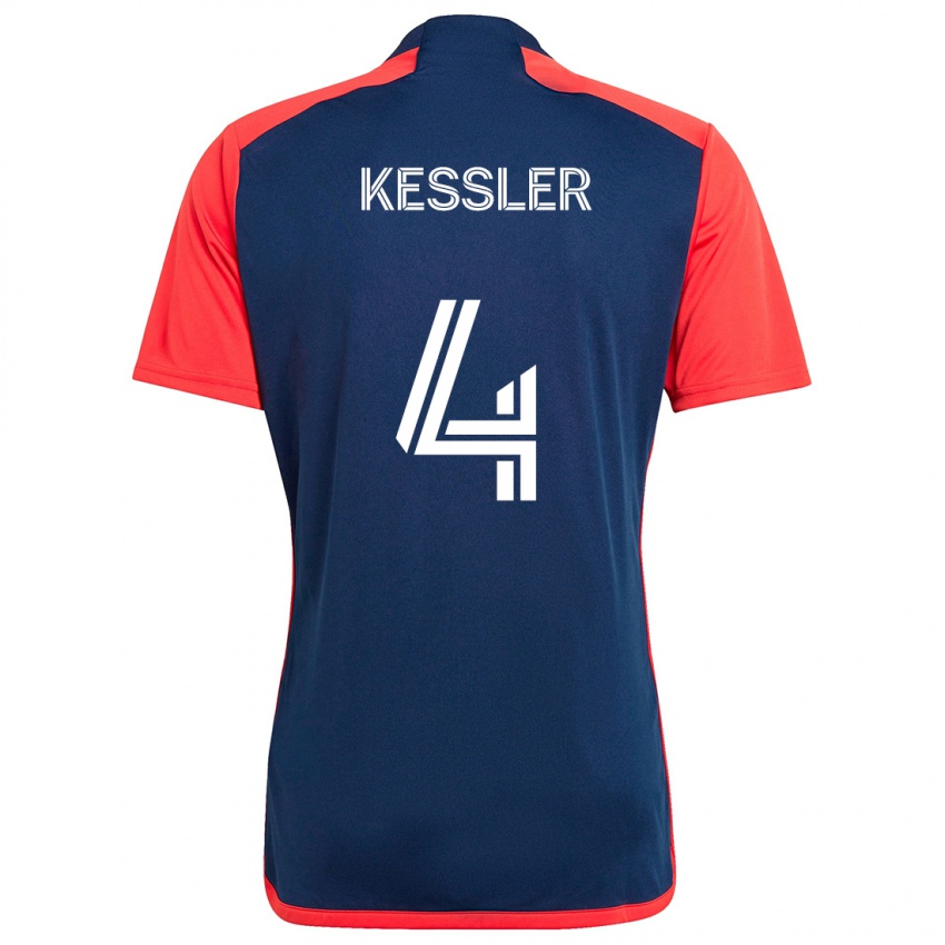 Niño Camiseta Henry Kessler #4 Azul Rojo 1ª Equipación 2024/25 La Camisa