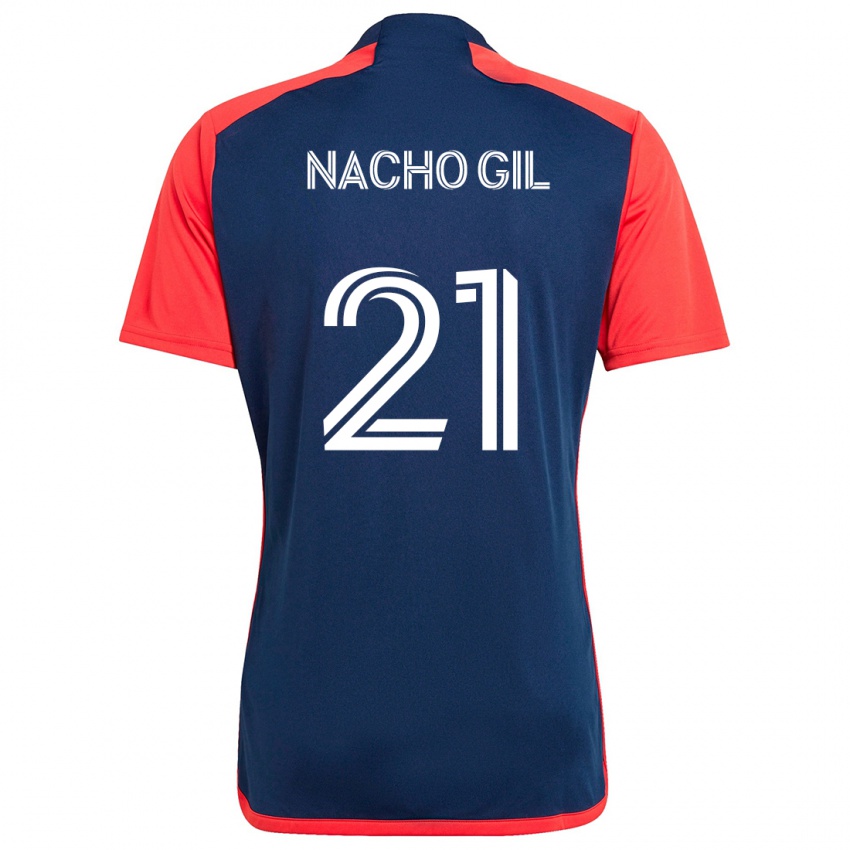 Niño Camiseta Nacho Gil #21 Azul Rojo 1ª Equipación 2024/25 La Camisa