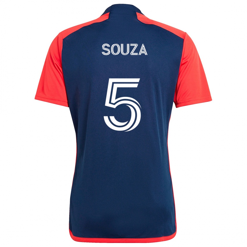 Niño Camiseta Victor Souza #5 Azul Rojo 1ª Equipación 2024/25 La Camisa