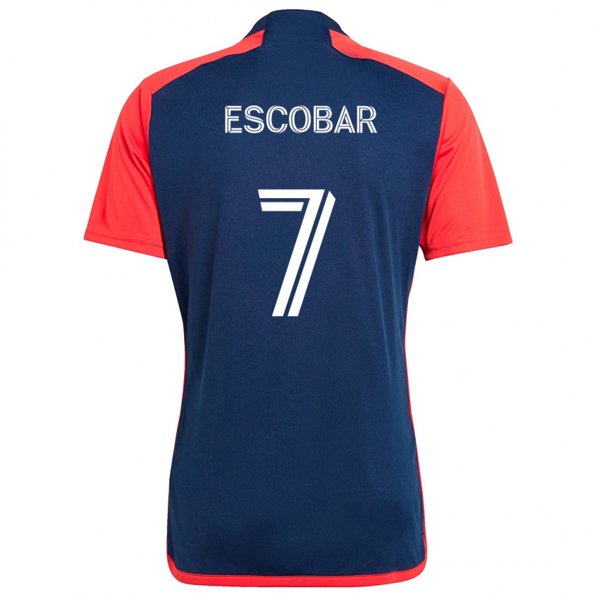 Niño Camiseta Olger Escobar #7 Azul Rojo 1ª Equipación 2024/25 La Camisa