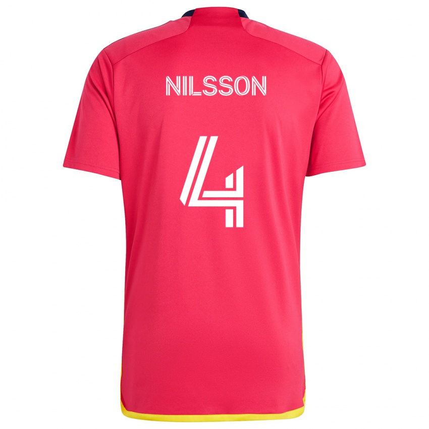 Niño Camiseta Joakim Nilsson #4 Rojo Azul 1ª Equipación 2024/25 La Camisa