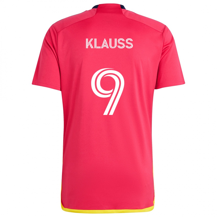 Niño Camiseta João Klauss #9 Rojo Azul 1ª Equipación 2024/25 La Camisa