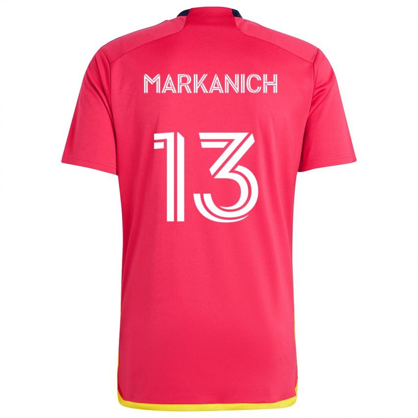 Niño Camiseta Anthony Markanich #13 Rojo Azul 1ª Equipación 2024/25 La Camisa