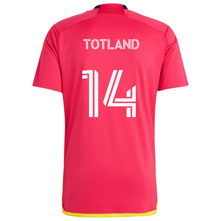 Niño Camiseta Tomas Totland #14 Rojo Azul 1ª Equipación 2024/25 La Camisa