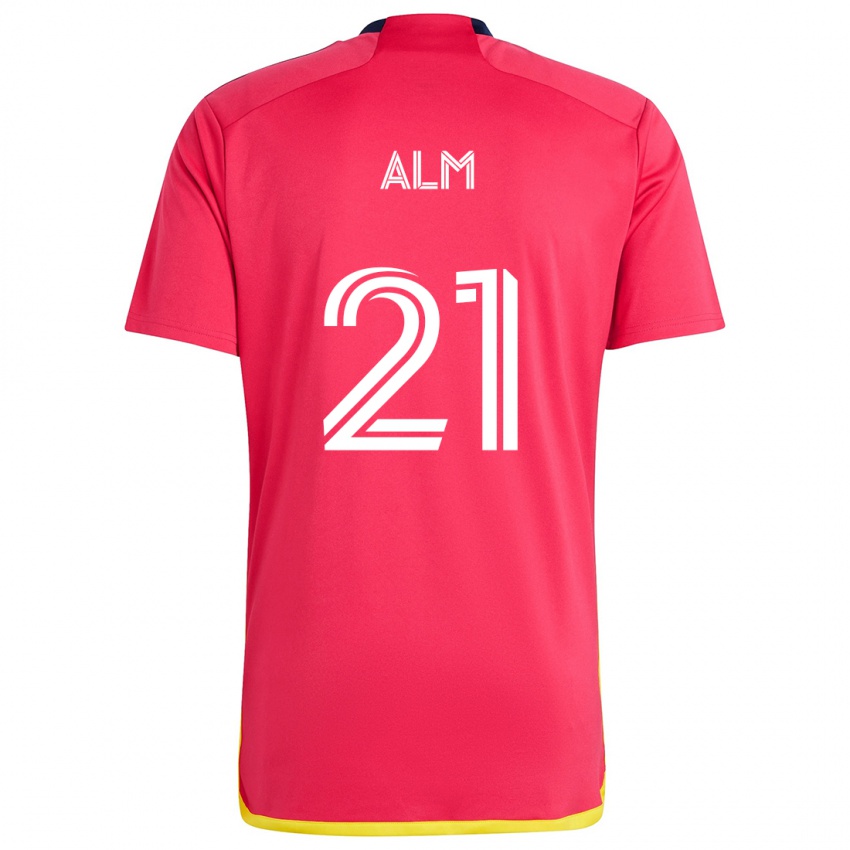 Niño Camiseta Rasmus Alm #21 Rojo Azul 1ª Equipación 2024/25 La Camisa