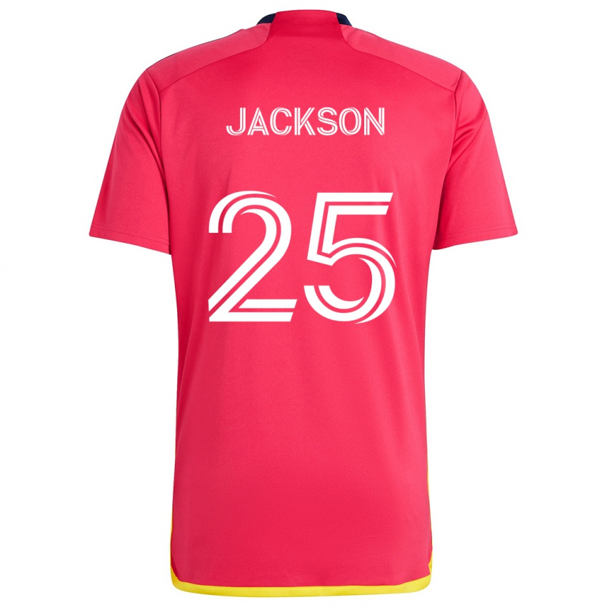 Niño Camiseta Aziel Jackson #25 Rojo Azul 1ª Equipación 2024/25 La Camisa