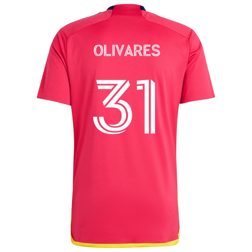 Niño Camiseta Christian Olivares #31 Rojo Azul 1ª Equipación 2024/25 La Camisa