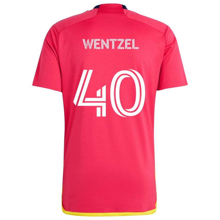 Niño Camiseta Michael Wentzel #40 Rojo Azul 1ª Equipación 2024/25 La Camisa