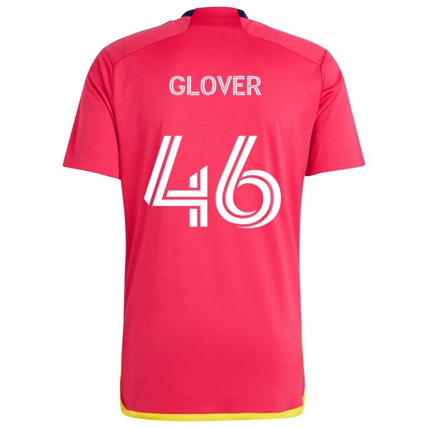 Niño Camiseta Caden Glover #46 Rojo Azul 1ª Equipación 2024/25 La Camisa