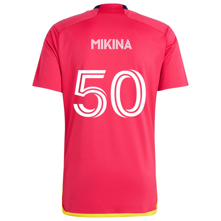 Niño Camiseta Gabriel Mikina #50 Rojo Azul 1ª Equipación 2024/25 La Camisa