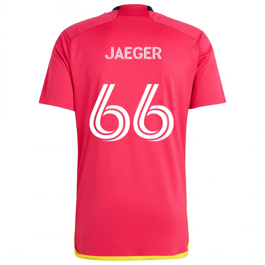 Niño Camiseta Kai Jaeger #66 Rojo Azul 1ª Equipación 2024/25 La Camisa