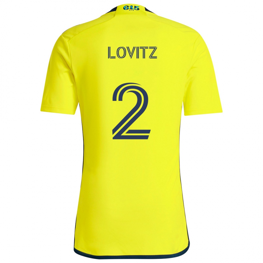 Niño Camiseta Daniel Lovitz #2 Amarillo Azul 1ª Equipación 2024/25 La Camisa