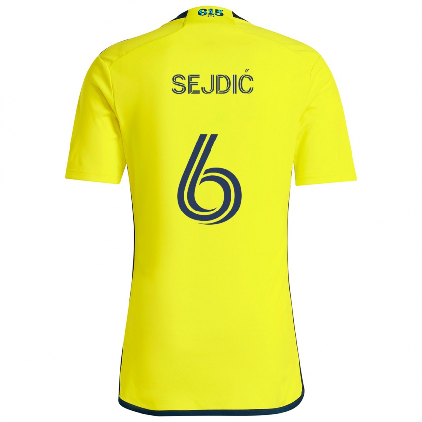 Niño Camiseta Amar Sejdić #6 Amarillo Azul 1ª Equipación 2024/25 La Camisa