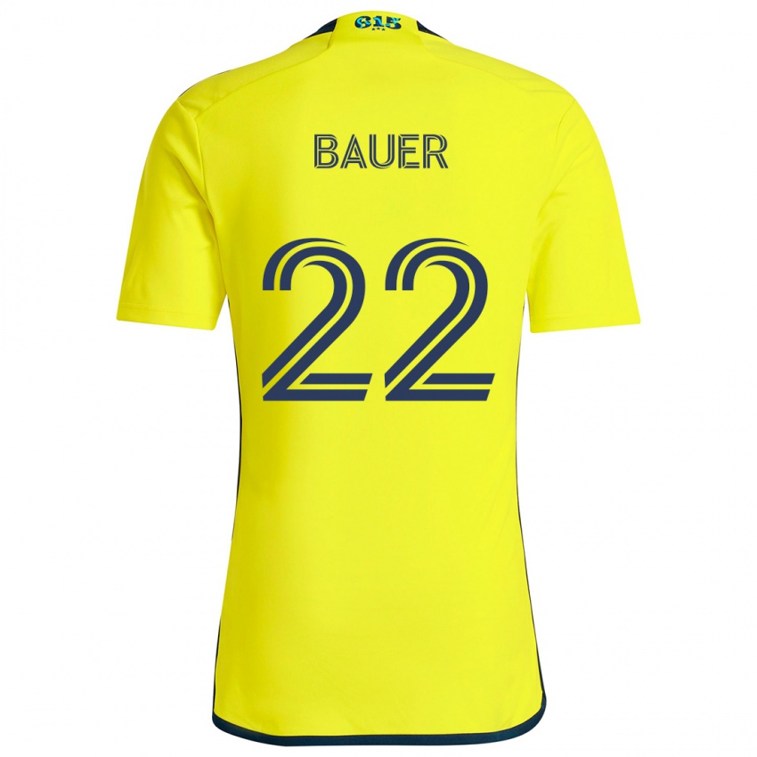 Niño Camiseta Josh Bauer #22 Amarillo Azul 1ª Equipación 2024/25 La Camisa