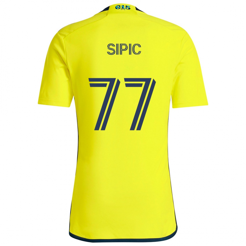 Niño Camiseta Adem Sipić #77 Amarillo Azul 1ª Equipación 2024/25 La Camisa