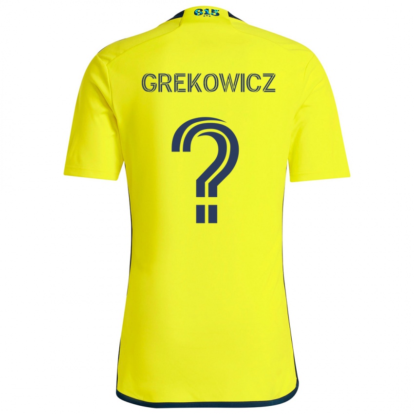 Niño Camiseta Jacob Grekowicz #0 Amarillo Azul 1ª Equipación 2024/25 La Camisa