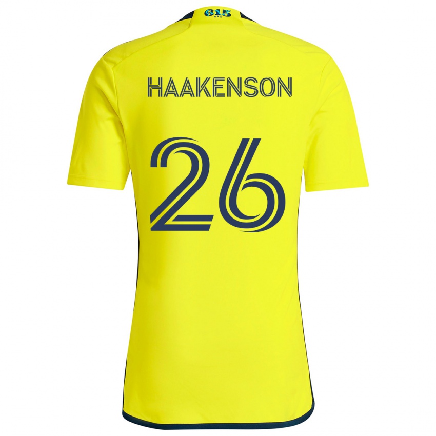 Niño Camiseta Luke Haakenson #26 Amarillo Azul 1ª Equipación 2024/25 La Camisa