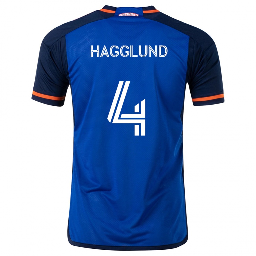 Niño Camiseta Nick Hagglund #4 Azul Blanco 1ª Equipación 2024/25 La Camisa