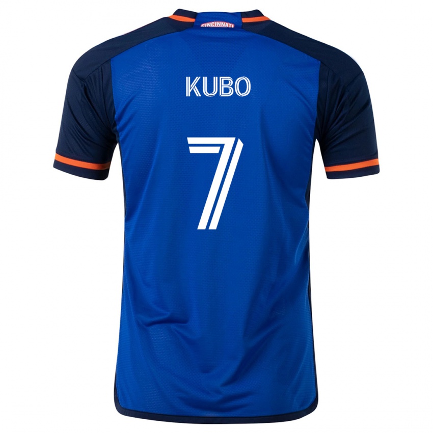 Niño Camiseta Yuya Kubo #7 Azul Blanco 1ª Equipación 2024/25 La Camisa