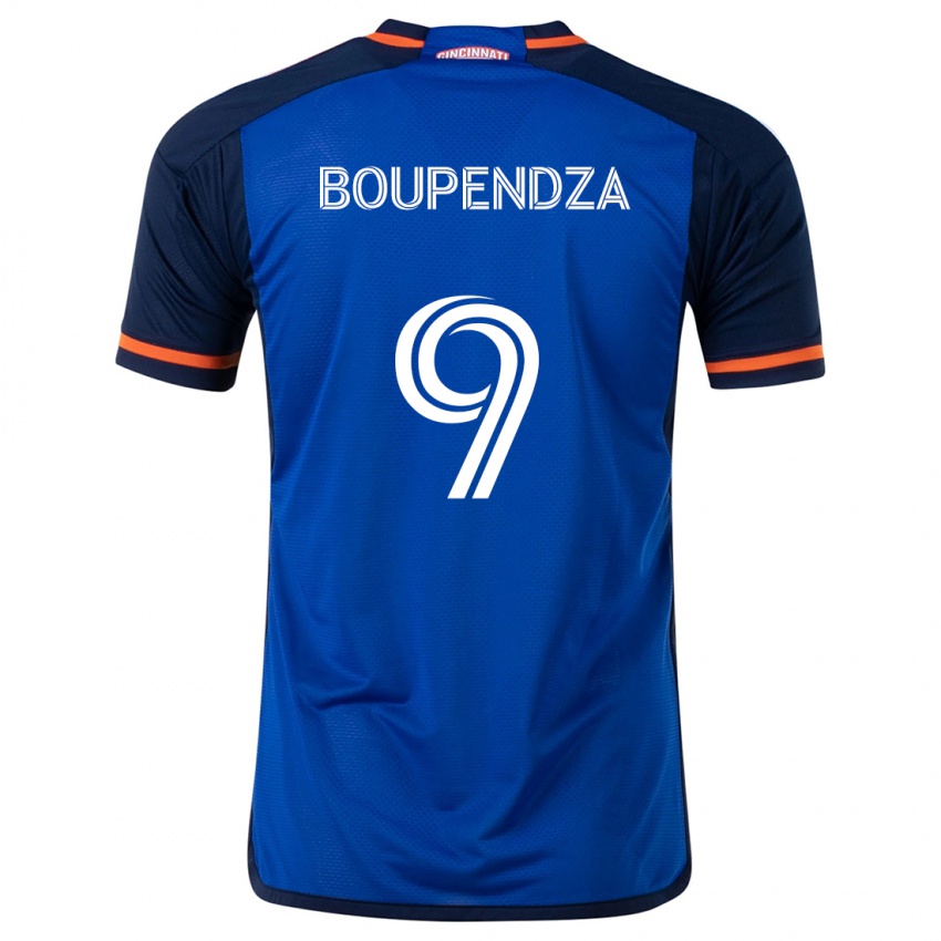 Niño Camiseta Aaron Boupendza #9 Azul Blanco 1ª Equipación 2024/25 La Camisa