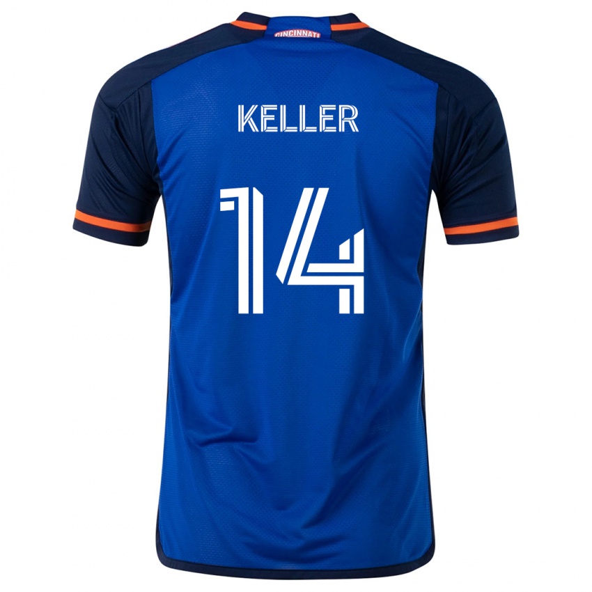 Niño Camiseta Kipp Keller #14 Azul Blanco 1ª Equipación 2024/25 La Camisa